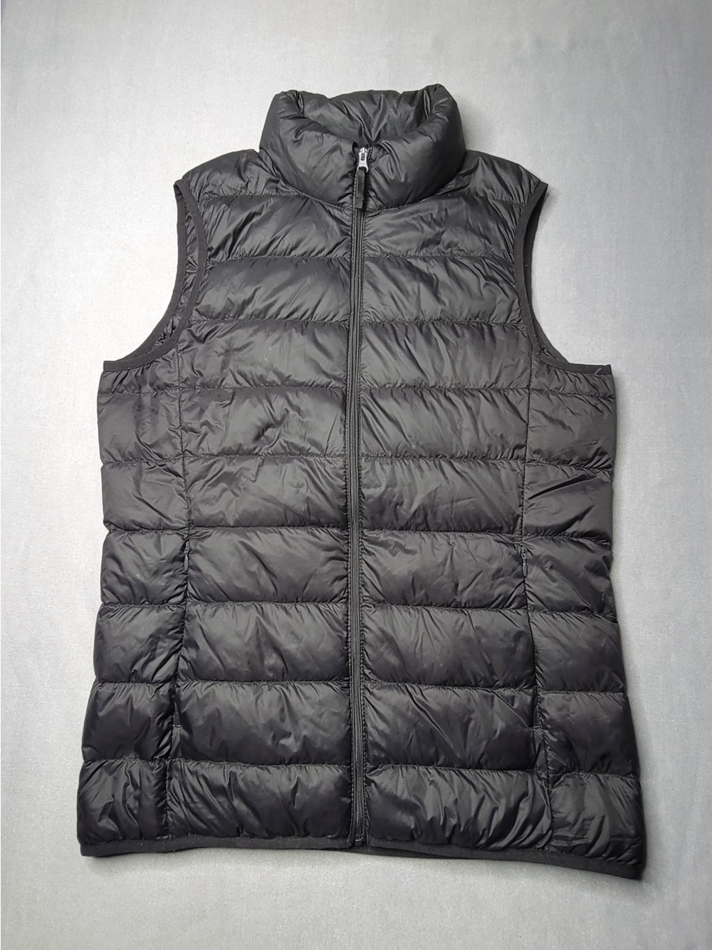 Quince women vest quilted full zip Black Quilted Down-Style Puffer Vest size m